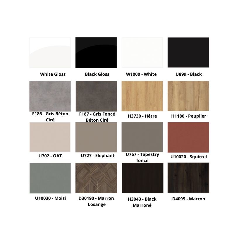 TINA Caisse d'accueil - Laminé 1 - nuancier - palette de couleurs - mobilier coiffure - meuble coiffure -  Malys Equipements