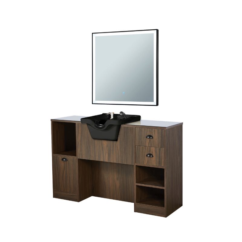 OKE 9 B Schminktisch mit Waschbecken – Dunkles Holz