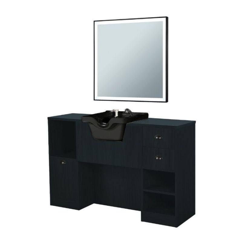 OKE 9 98 Schminktisch mit Waschbecken – Schwarzes Holz