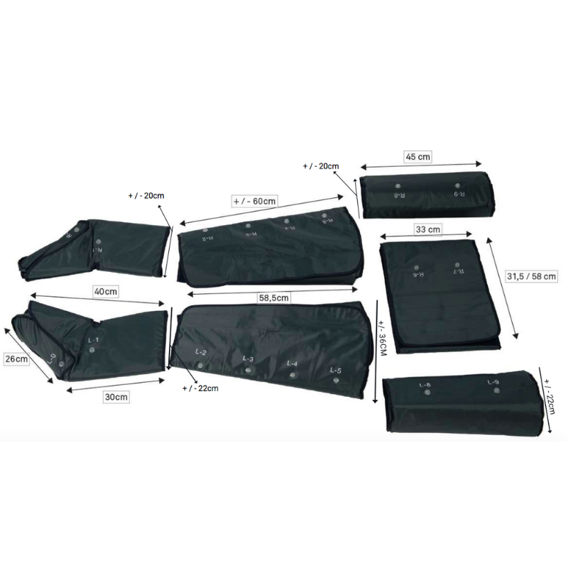 HIGHTECH COMBI FIT Pressothérapie, Thermothérapie et électrostimulation - dimensions